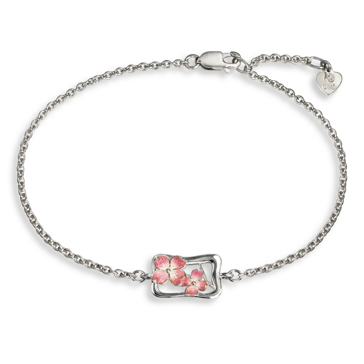 Pink Dogwood Bracelet. Sterling Silver