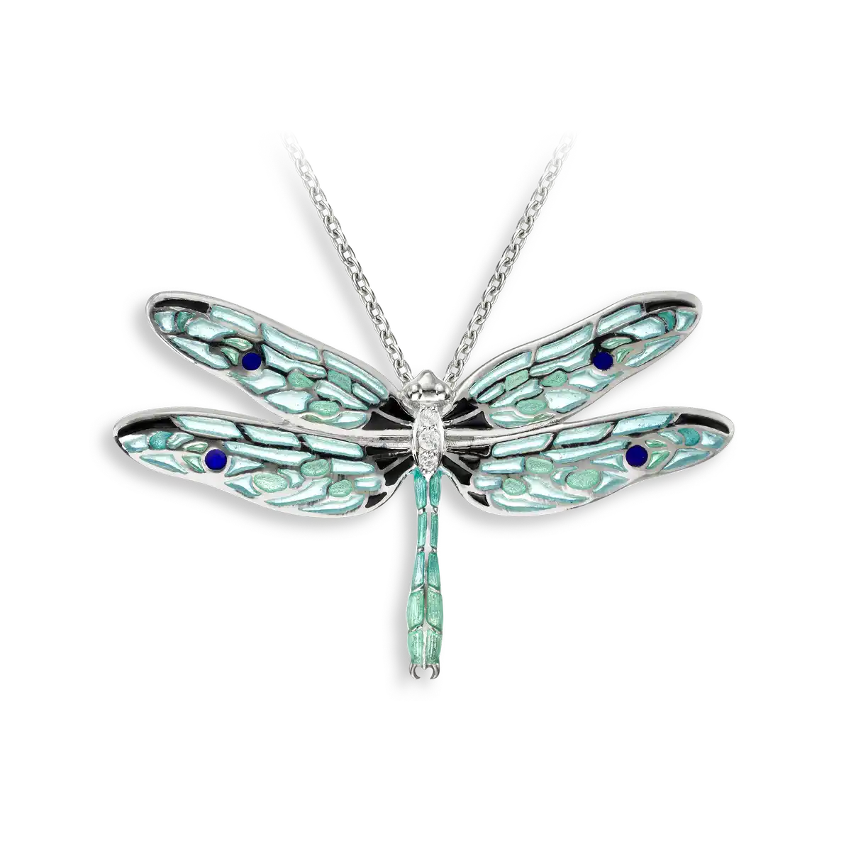 Blue Enamelled Dragonfly pendant - Eyres Jewellery