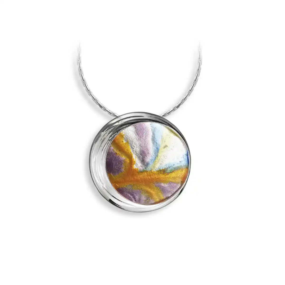 Sunset Color Aurora Circle Necklace Sterling Silver