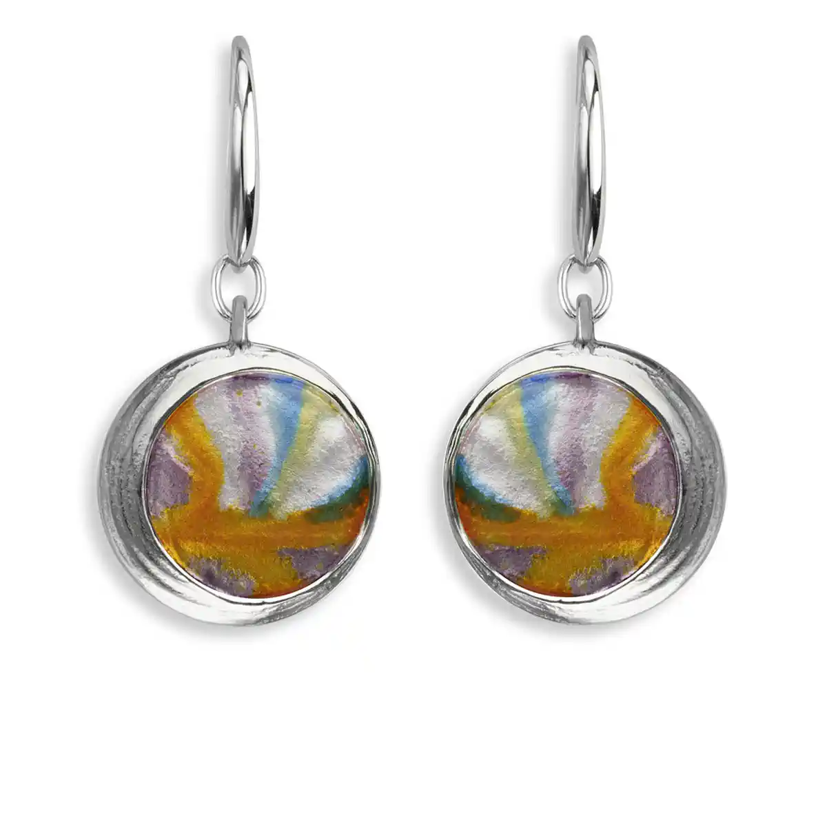 Sunset Color Aurora Circle Wire Earrings Sterling Silver